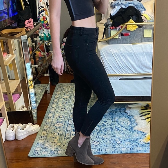 Global Funk Denmark High Rise Black Skinny Jeans with Zipper Ankle - Picture 7 of 9